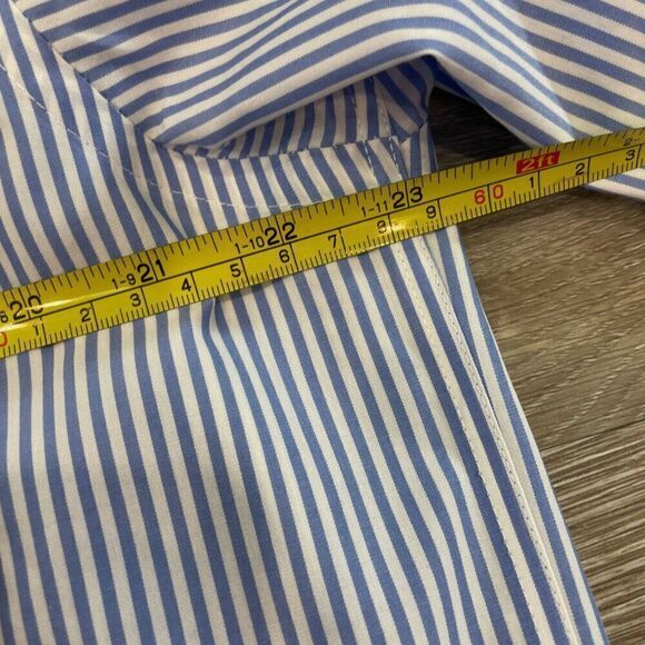 Roundtree & Yorke Gold Label Fitted Non-Iron Point Collar Striped Dress Shirt XL - Picture 6 of 7
